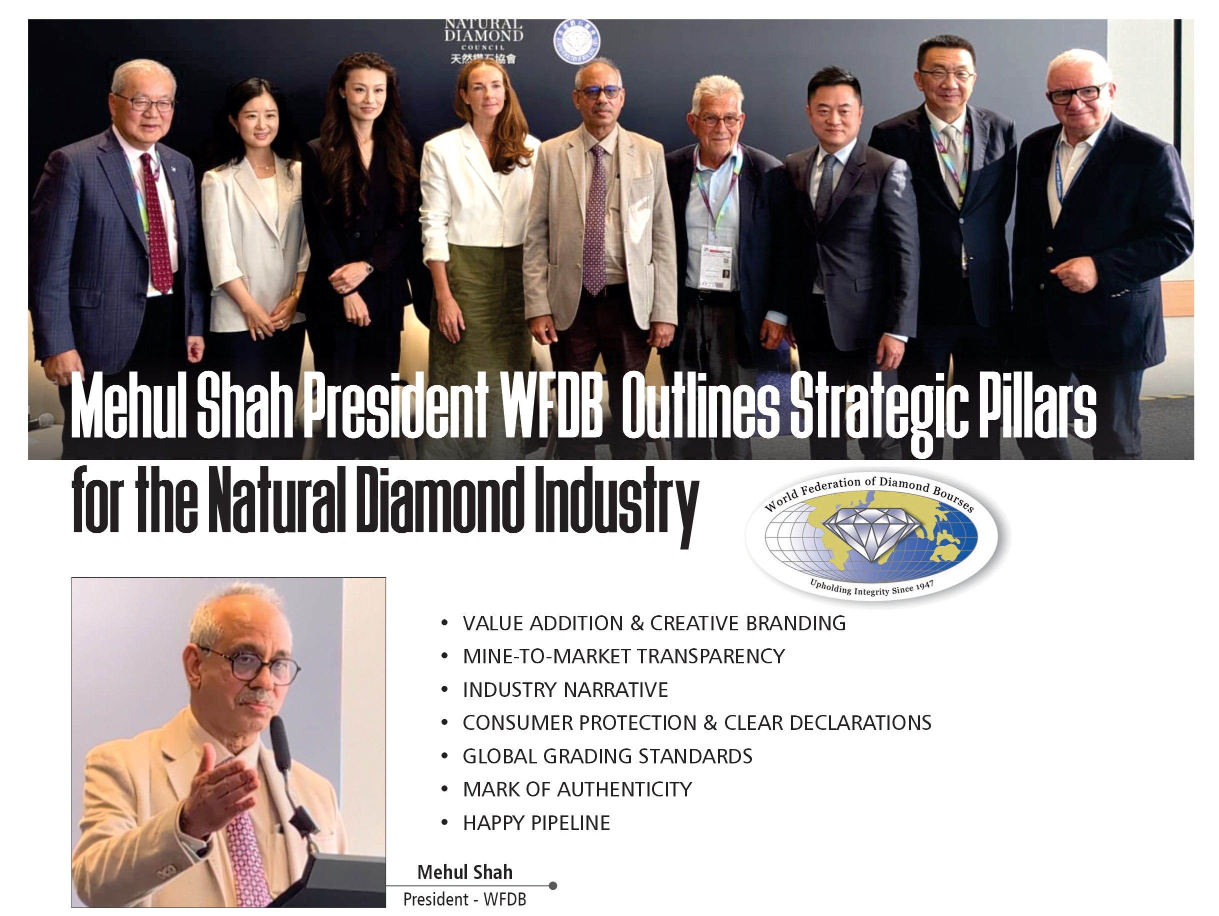 Mehul Shah, President WFDB, Outlines Strategic Pillars for the Natural Diamond Industry